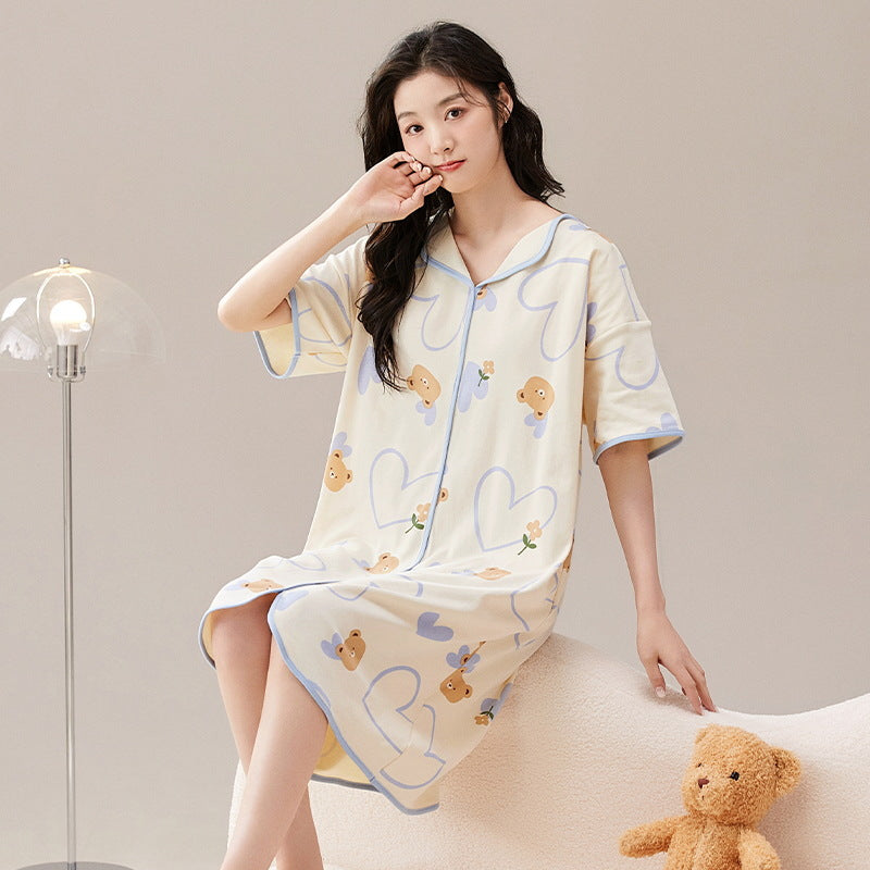 Women's pure cotton home wear with chest pads