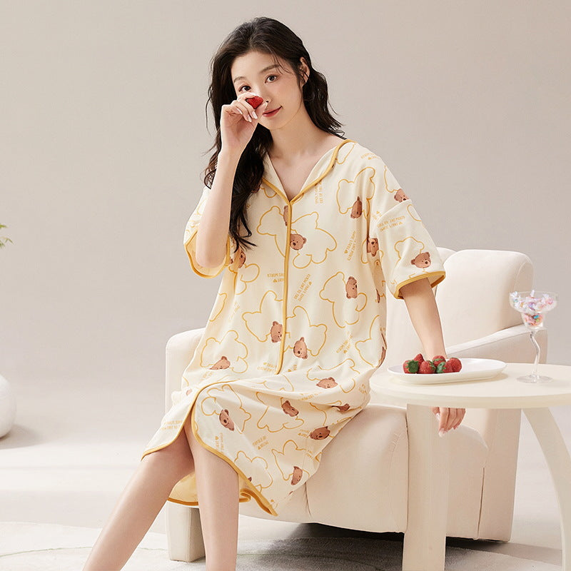 Women's pure cotton home wear with chest pads