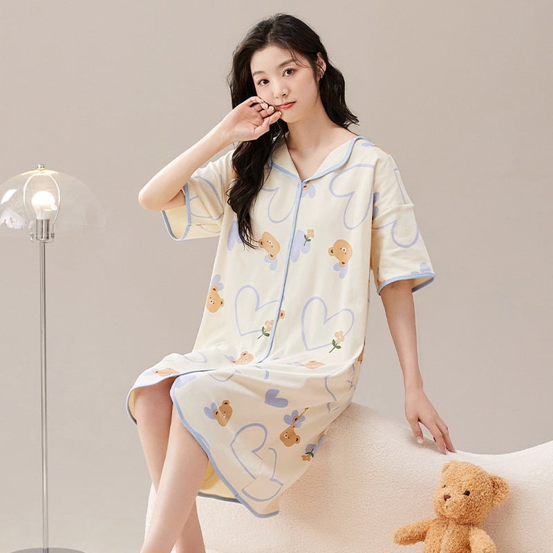 Women's pure cotton home wear with chest pads