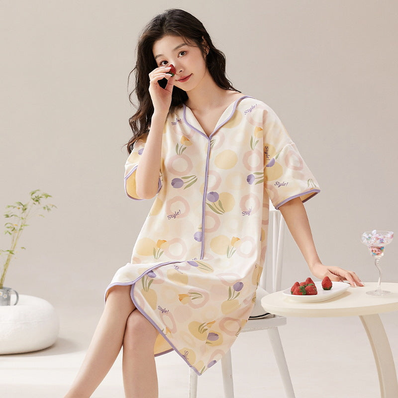 Women's pure cotton home wear with chest pads