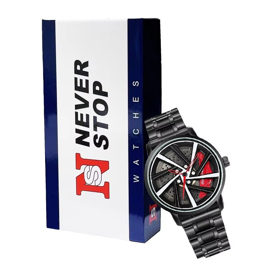 Man's rotating wheel wristwatch