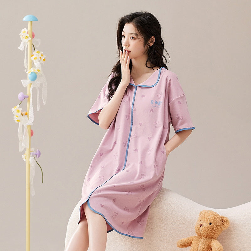 Women's pure cotton home wear with chest pads