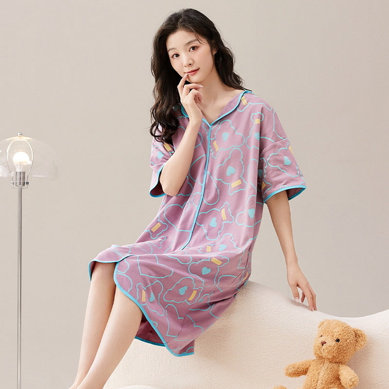 Women's pure cotton home wear with chest pads