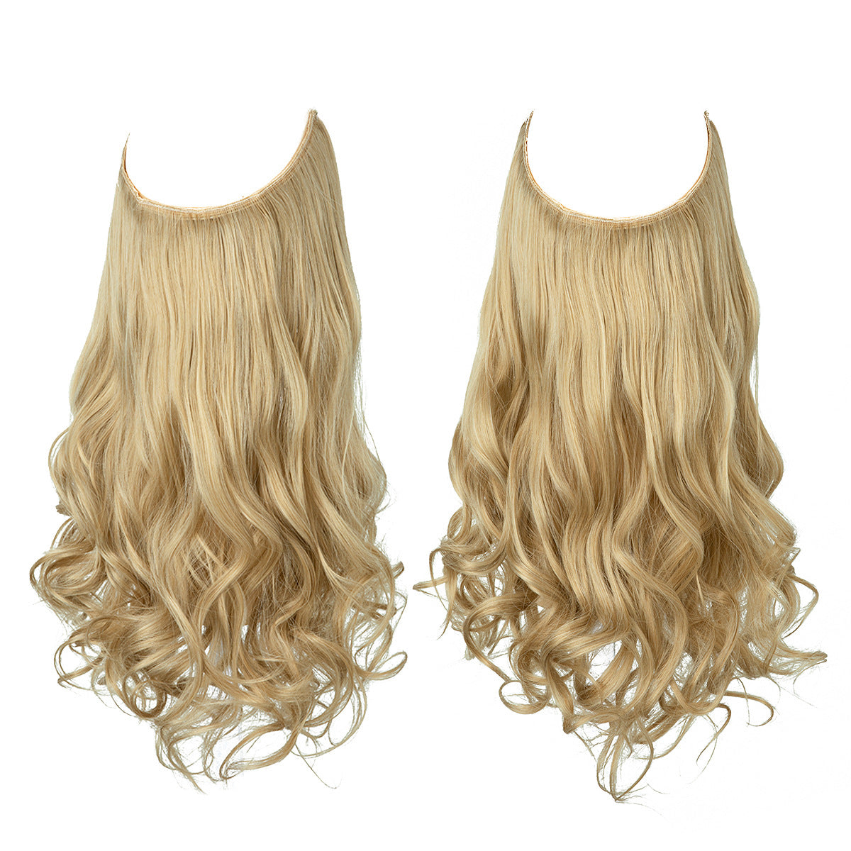 European and American wig one-piece hair quantity multiple U-shaped hair extension female fishing line wig invisible natural long curly hair