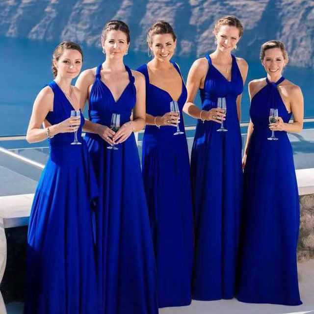 Pure Color Variety Of Ways Sexy Strappy Red Dress Long Skirt Dress Bridesmaid Dress