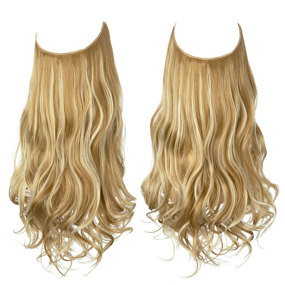 European and American wig one-piece hair quantity multiple U-shaped hair extension female fishing line wig invisible natural long curly hair