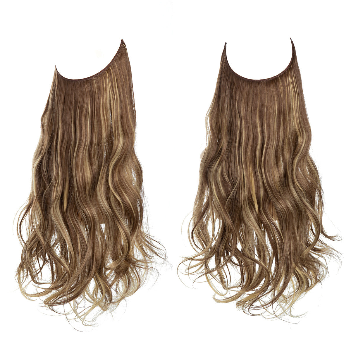 European and American wig one-piece hair quantity multiple U-shaped hair extension female fishing line wig invisible natural long curly hair