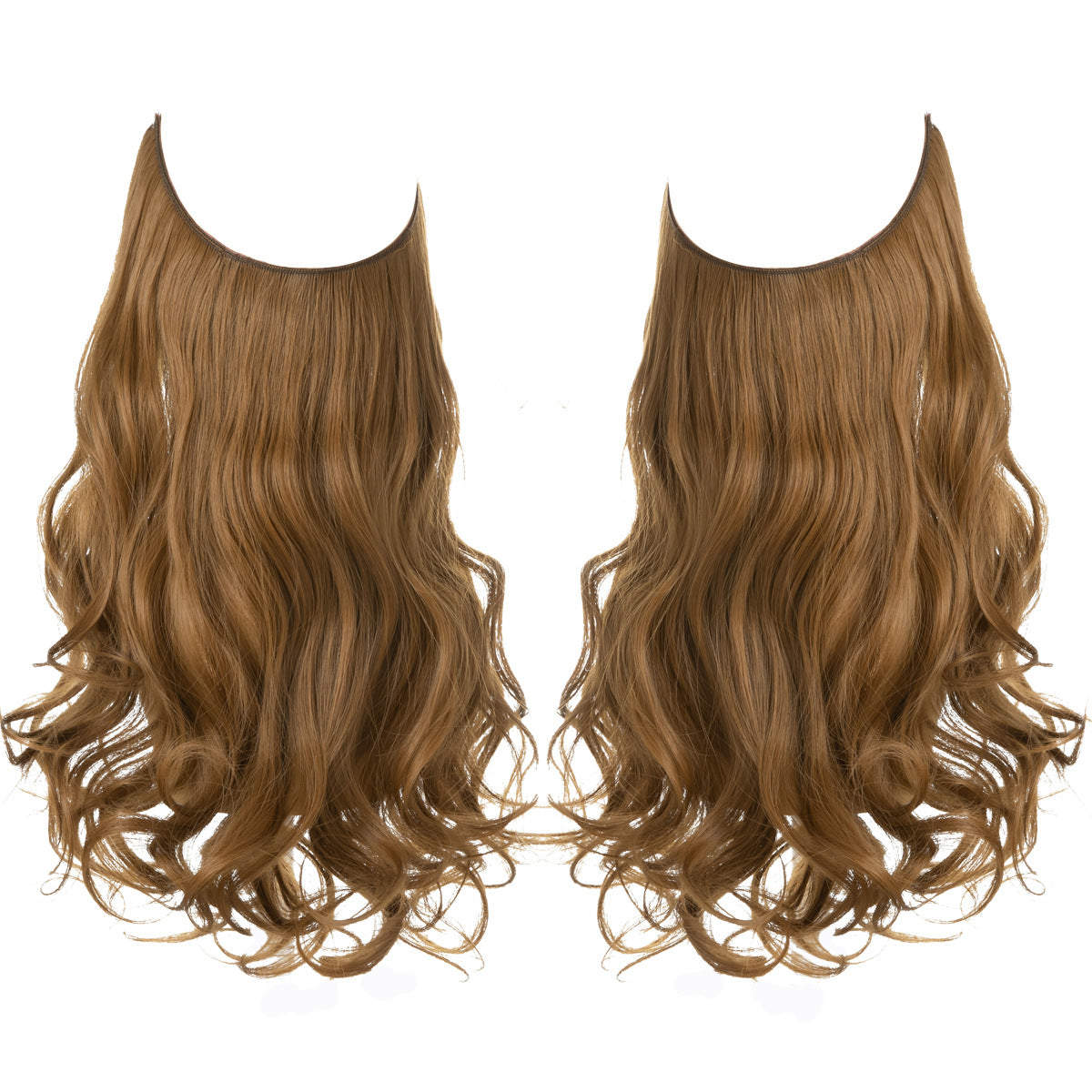 European and American wig one-piece hair quantity multiple U-shaped hair extension female fishing line wig invisible natural long curly hair