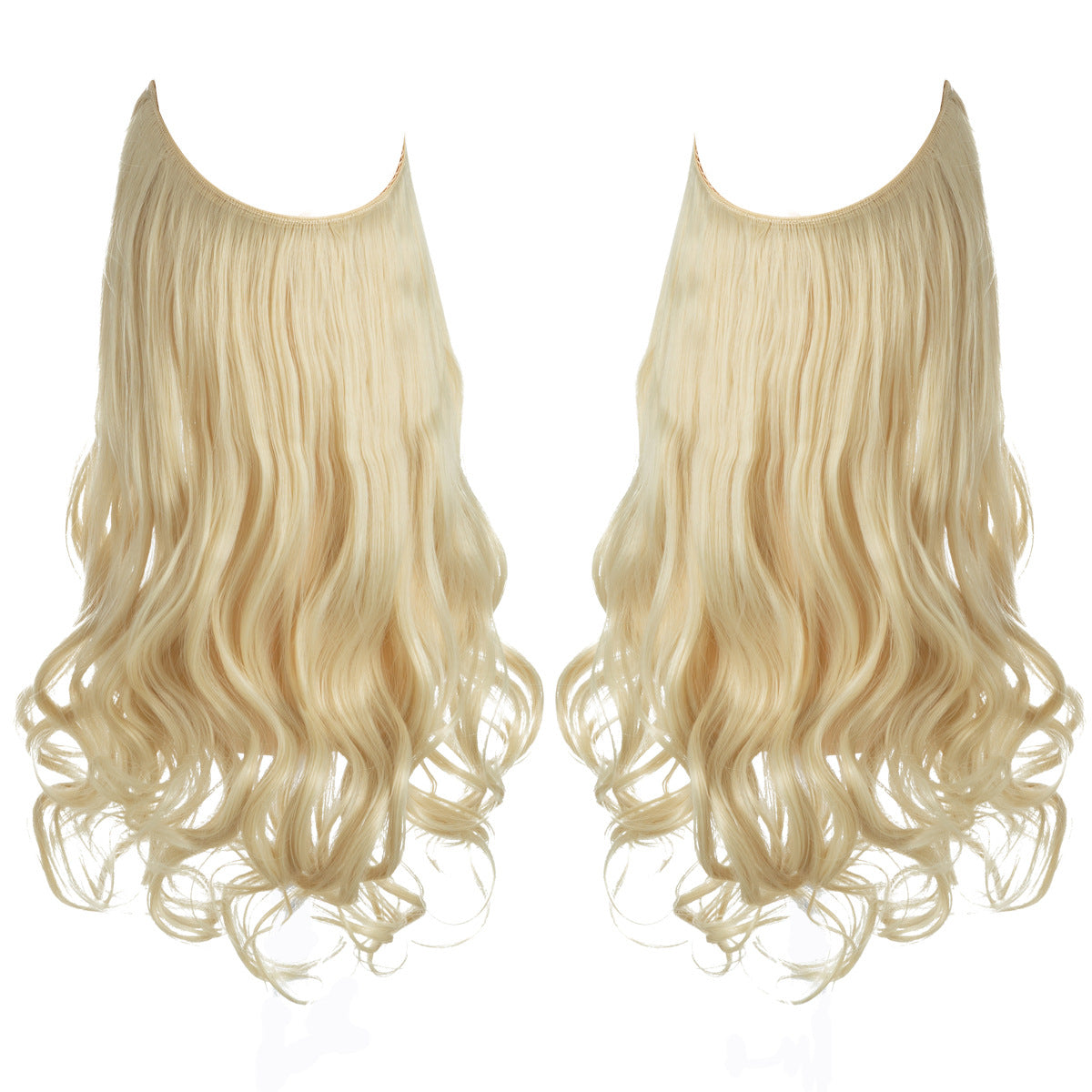 European and American wig one-piece hair quantity multiple U-shaped hair extension female fishing line wig invisible natural long curly hair