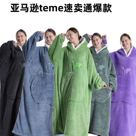 Clothes Amazon Hot-selling Wearable Lazy TV Blanket Double-sided Cotton Velvet Nightgown Long Sleeve