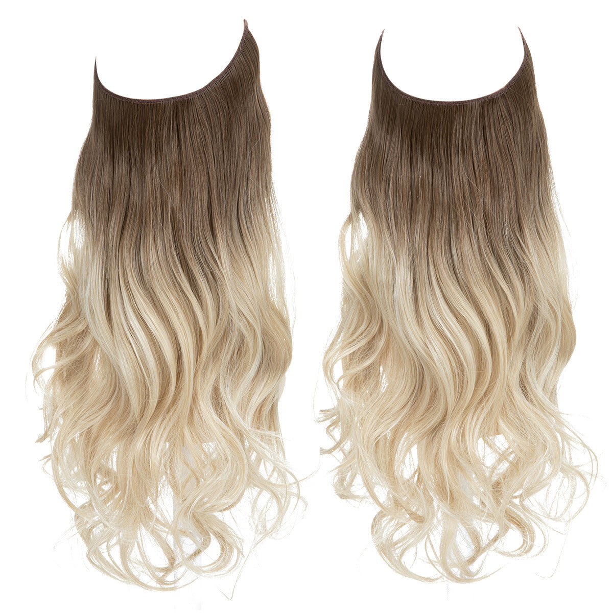 European and American wig one-piece hair quantity multiple U-shaped hair extension female fishing line wig invisible natural long curly hair