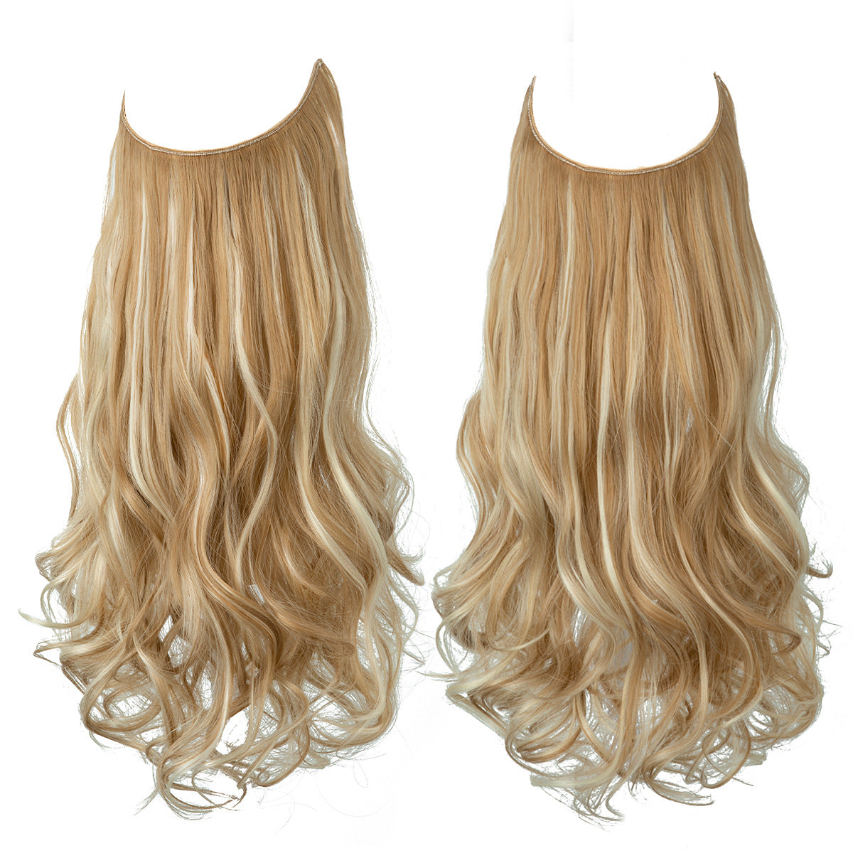 European and American wig one-piece hair quantity multiple U-shaped hair extension female fishing line wig invisible natural long curly hair